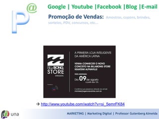 MARKETING | Marketing Digital | Professor Gutenberg Almeida 
Me interesso em marketing digital e mídias sociais para: 
Ampliar o relacionamento com os clientes 
8 
89% 
Vender mais com a ajuda da internet 
7 
78% 
Construir a presença digital de uma marca (ou de uma pessoa) 
3 
33% 
Saber as Tendências 
2 
22% 
Quero saber o "pulo do gato", a receita de bola e a fórmula infalível 
3 
33% 
Outros 
0 
0%  