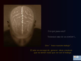 Por qué pasa esto? Tenemos más de un cerebro*… Uno “hace nuestro trabajo”. El otro se encarga de  generar  ideas creativas que no tienen nada que ver con el trabajo.. 
