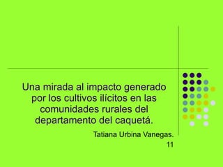 Una mirada al impacto generado por los cultivos ilícitos en las comunidades rurales del departamento del caquetá. Tatiana Urbina Vanegas. 11 