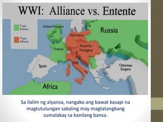 Sa ilalim ng alyansa, nangako ang bawat kasapi na
magtutulungan sakaling may magtatangkang
sumalakay sa kanilang bansa.
 