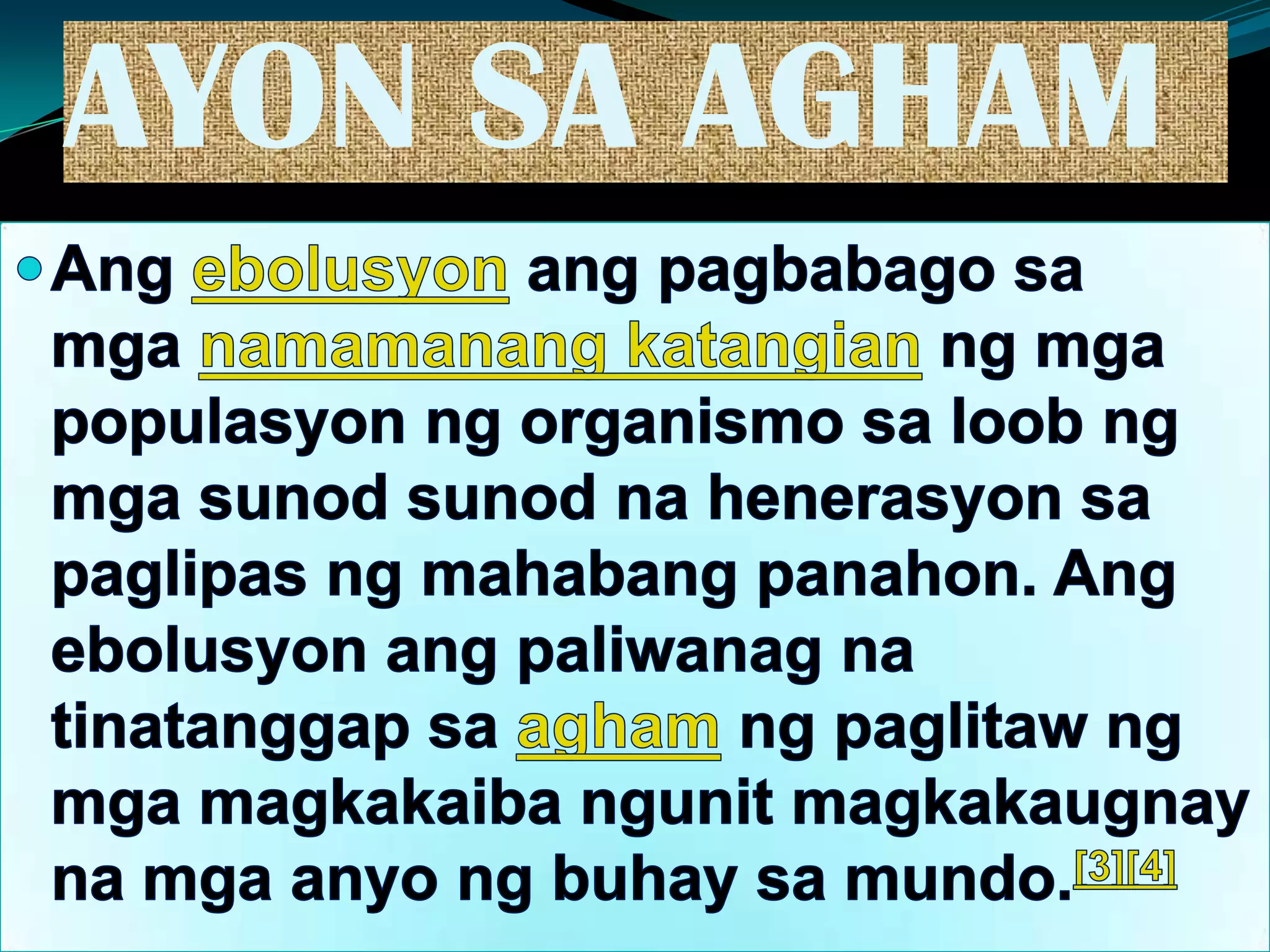 AYON SA AGHAM
 
