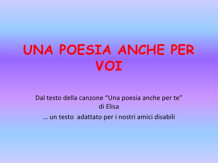 Accordi Una Poesia Anche Per Te