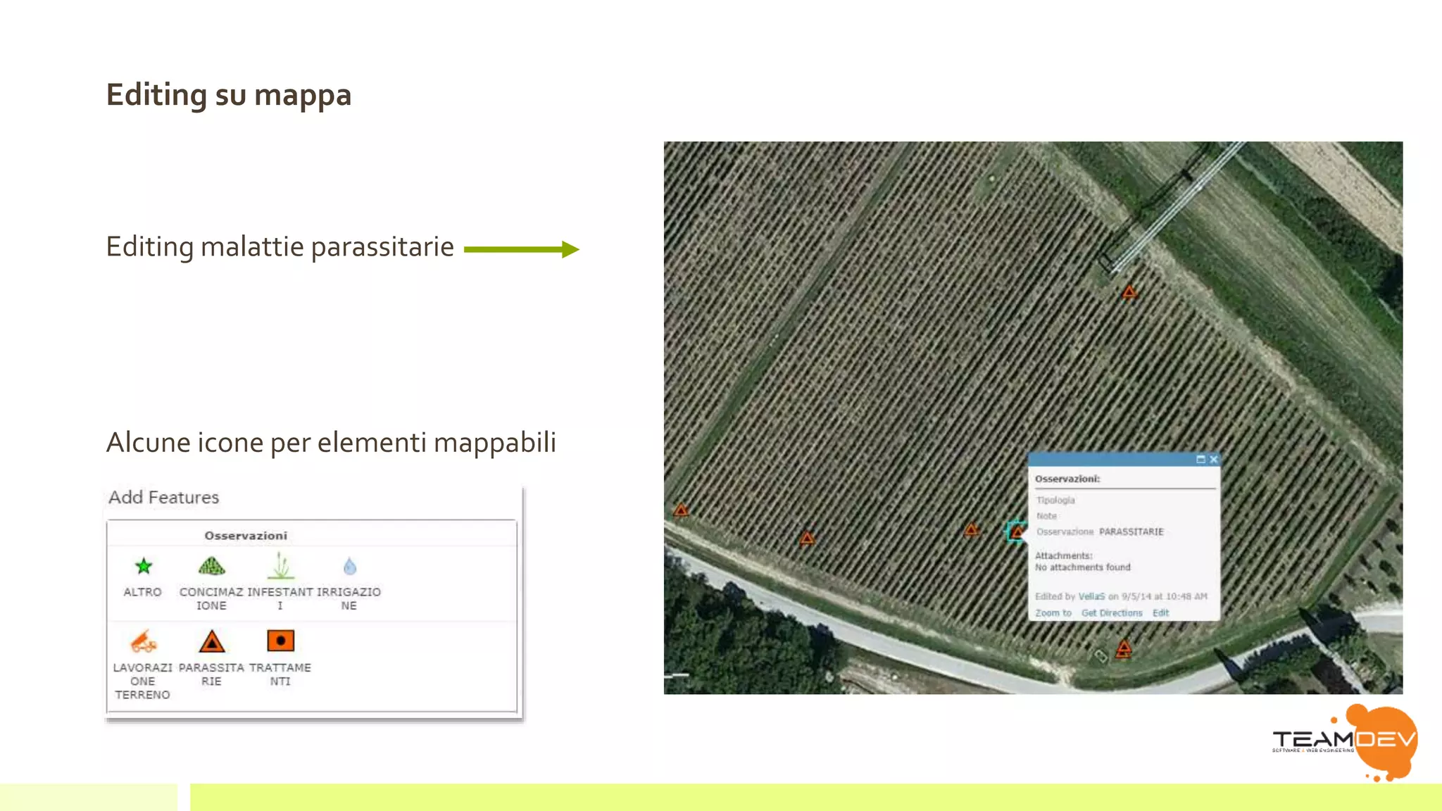 Editing su mappa 
Editing malattie parassitarie 
Alcune icone per elementi mappabili 
 