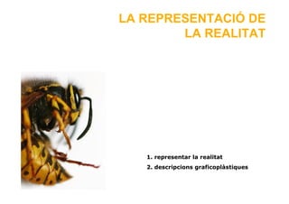 LA REPRESENTACIÓ DE
LA REALITAT
1. representar la realitat
2. descripcions graficoplàs�tiques
 