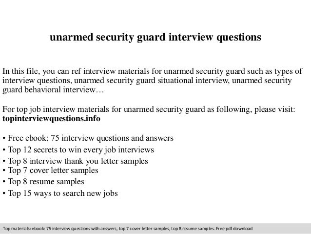 Sample resume for unarmed security guard