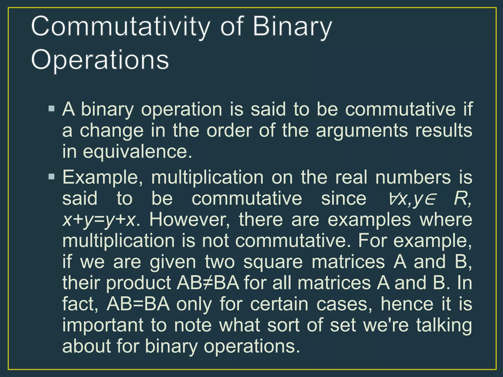 Unary and binary set operations | PPTX