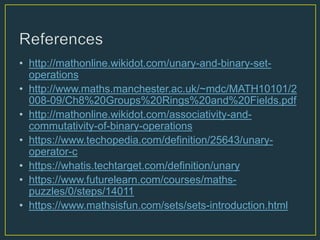 Unary and binary set operations | PPTX
