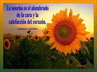 La sonrisa es el alumbrado de la cara y la calefacción del corazón. --BÁRBARA JOHNSON 