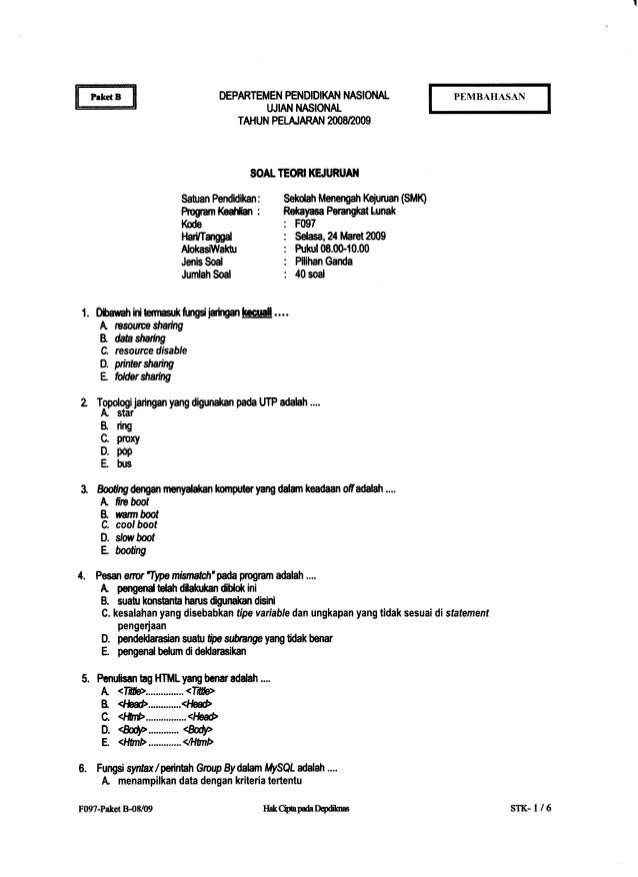 Unas Rpl 2008 2009 Paket B