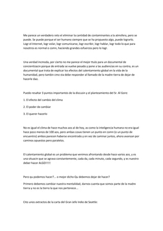 Una Verdad Incomoda Ensayo