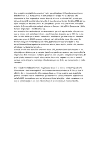 Una Verdad Incomoda Ensayo