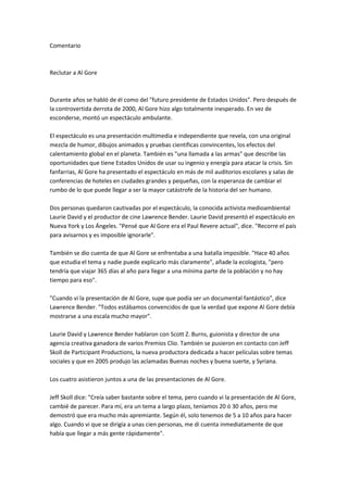 Una Verdad Incomoda Ensayo