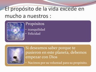 El propósito de la vida excede en mucho a nuestros :