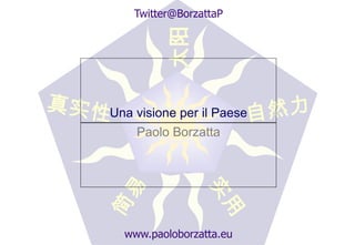 Twitter@BorzattaP




         太阳
Una visione per il Paese
    Paolo Borzatta




  www.paoloborzatta.eu
 
