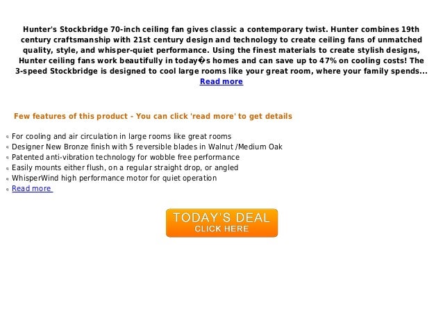 New Bronze Hunter 23963 70-Inch Stockbridge Ceiling Fan ...