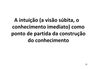 A intuição (a visão súbita, o
conhecimento imediato) como
ponto de partida da construção
do conhecimento

31

 