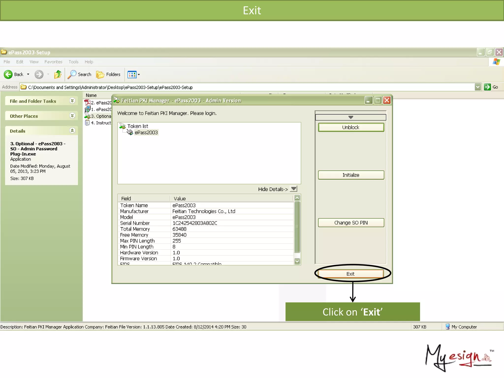 Exit
Click on ‘Exit’