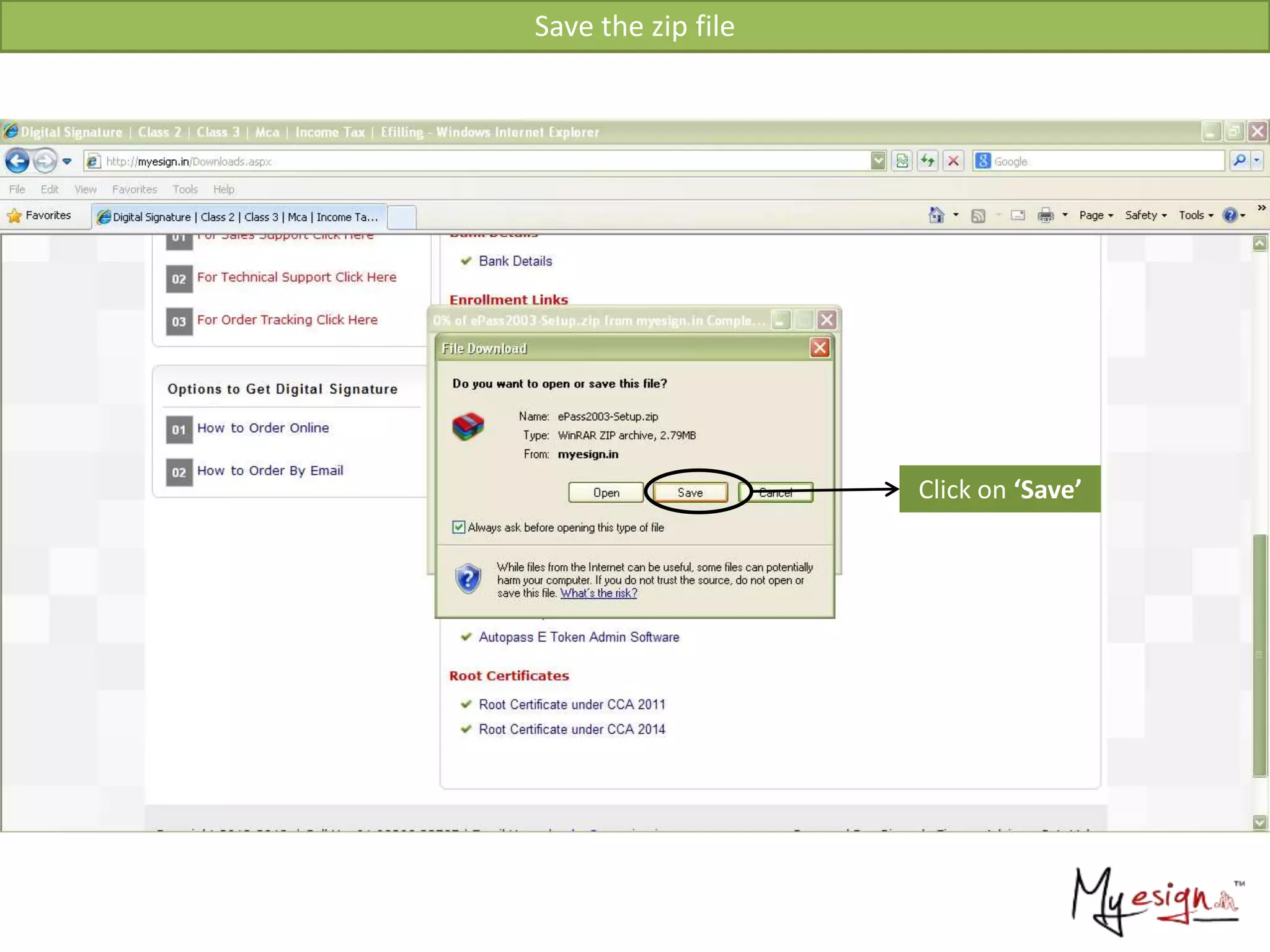 Save the zip file
Click on ‘Save’