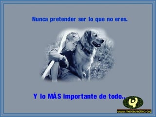 Nunca pretender ser lo que no eres.
Y lo MÁS importante de todo...
 