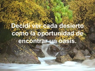 Decidí ver cada desierto
como la oportunidad de
  encontrar un oasis.
 