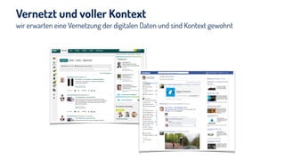 wir erwarten eine Vernetzung der digitalen Daten und sind Kontext gewohnt
Vernetzt und voller Kontext
 