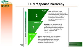 SECRETARIAT OF THE CONVENTION TO COMBAT DESERTIFICATION
SECRETARIAT DE LA CONVENTION SUR LA LUTTE CONTRE LA DESERTIFICATION
UNCCD
LDN response hierarchy
29
 