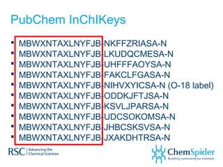 PubChem InChIKeys
 MBWXNTAXLNYFJB-NKFFZRIASA-N
 MBWXNTAXLNYFJB-LKUDQCMESA-N
 MBWXNTAXLNYFJB-UHFFFAOYSA-N
 MBWXNTAXLNYFJB-FAKCLFGASA-N
 MBWXNTAXLNYFJB-NIHVXYICSA-N (O-18 label)
 MBWXNTAXLNYFJB-ODDKJFTJSA-N
 MBWXNTAXLNYFJB-KSVLJPARSA-N
 MBWXNTAXLNYFJB-UDCSOKOMSA-N
 MBWXNTAXLNYFJB-JHBCSKSVSA-N
 MBWXNTAXLNYFJB-JXAKDHTRSA-N
 