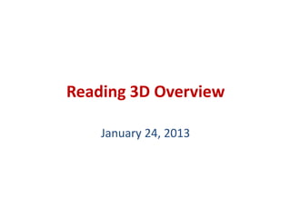 Reading 3D Overview

    January 24, 2013
 