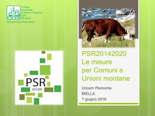 PSR20142020
Le misure
per Comuni e
Unioni montane
Uncem Piemonte
BIELLA
7 giugno 2016
 
