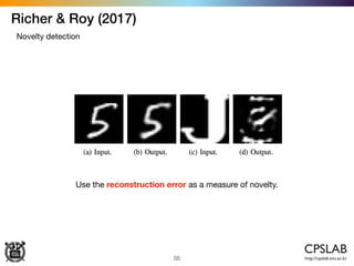 Richer & Roy (2017)
55
Novelty detection
Use the reconstruction error as a measure of novelty.
 