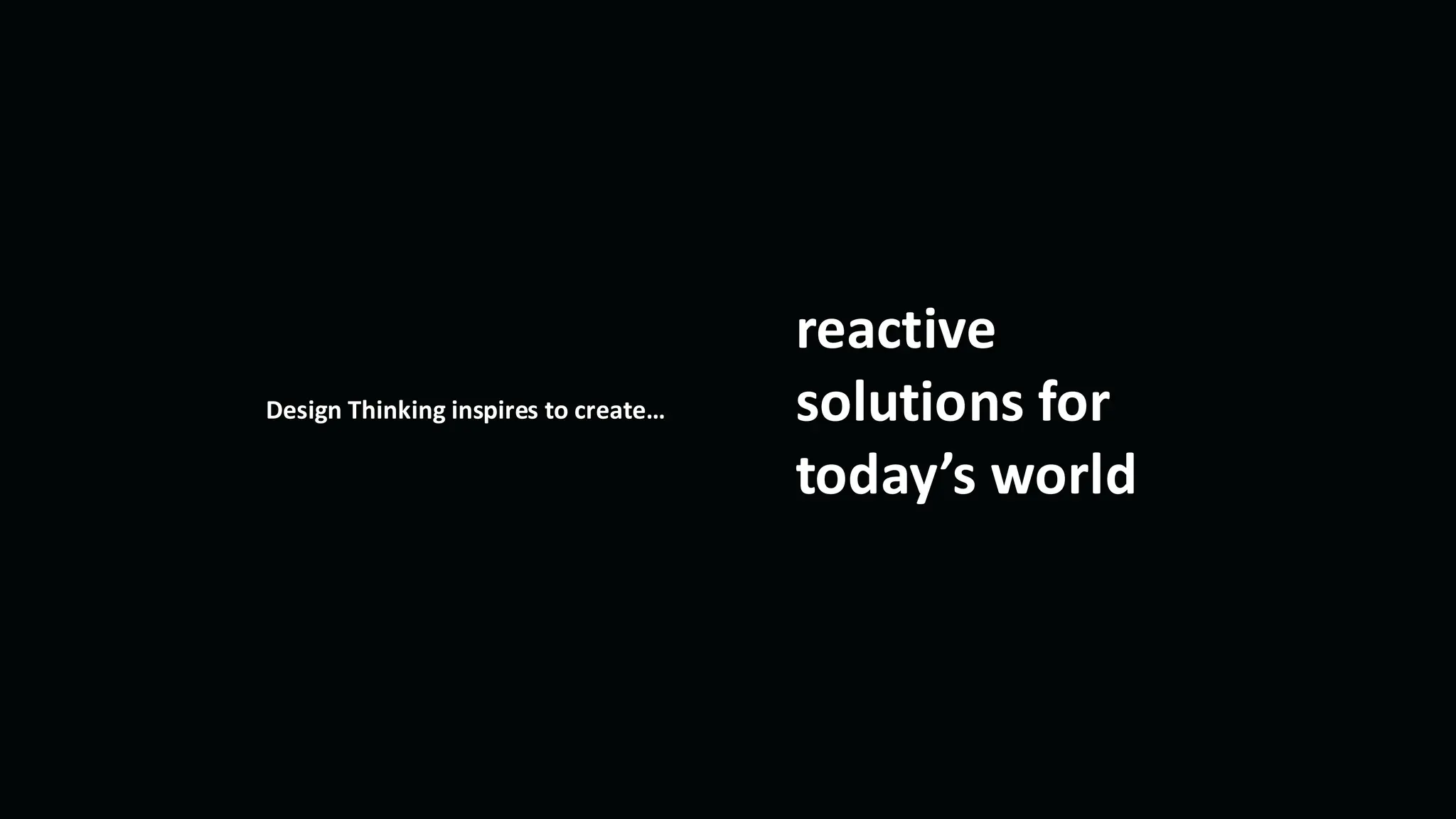 reactive
solutions for
today’s world
Design Thinking inspires to create…
 