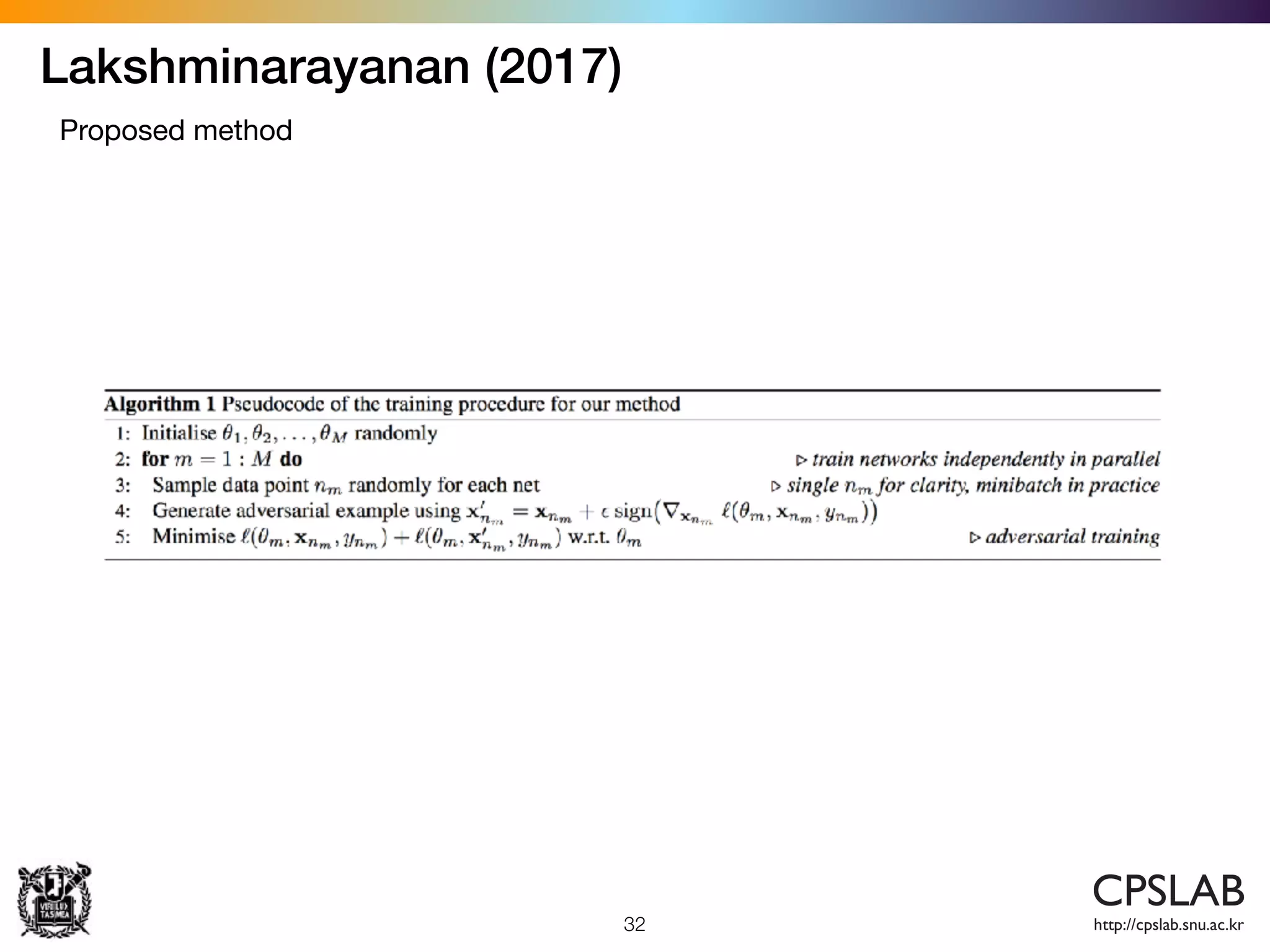 Lakshminarayanan (2017)
32
Proposed method
 