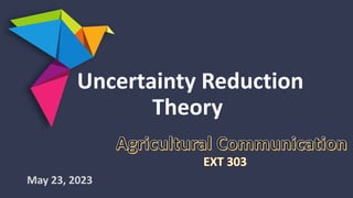 Uncertainty Reduction
Theory
May 23, 2023
 