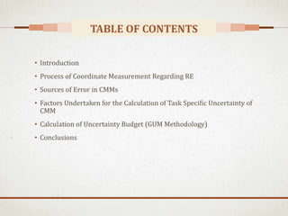 Uncertainty of Coordinate Measuring Machines | PPTX