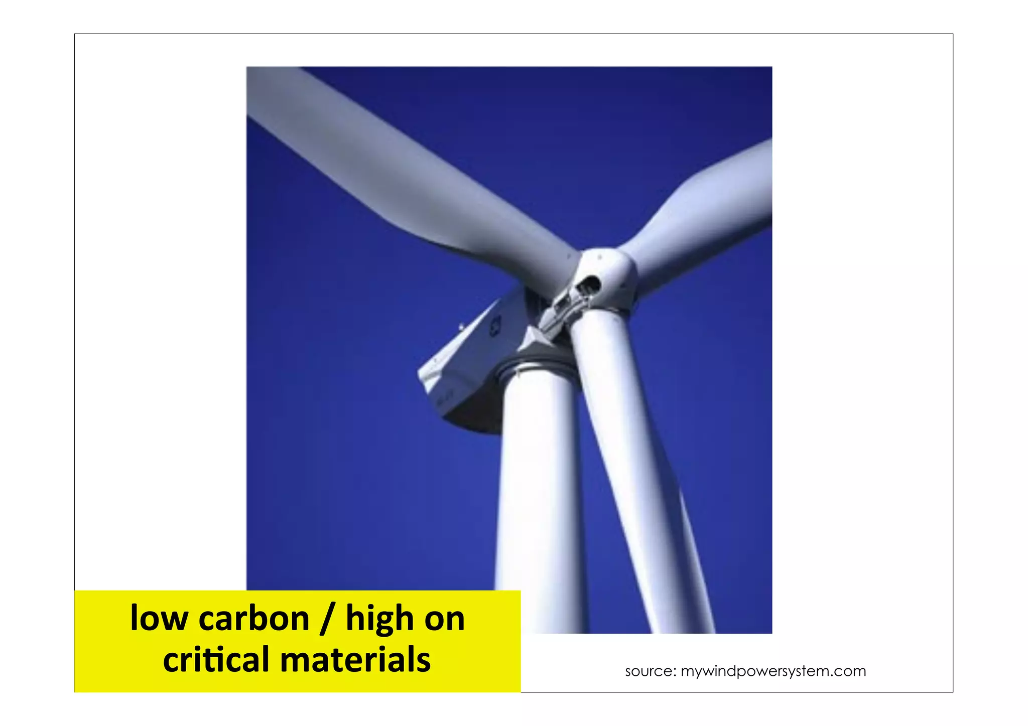 low	
  carbon	
  /	
  high	
  on	
  	
  
  criOcal	
  materials	
                   source: mywindpowersystem.com
 