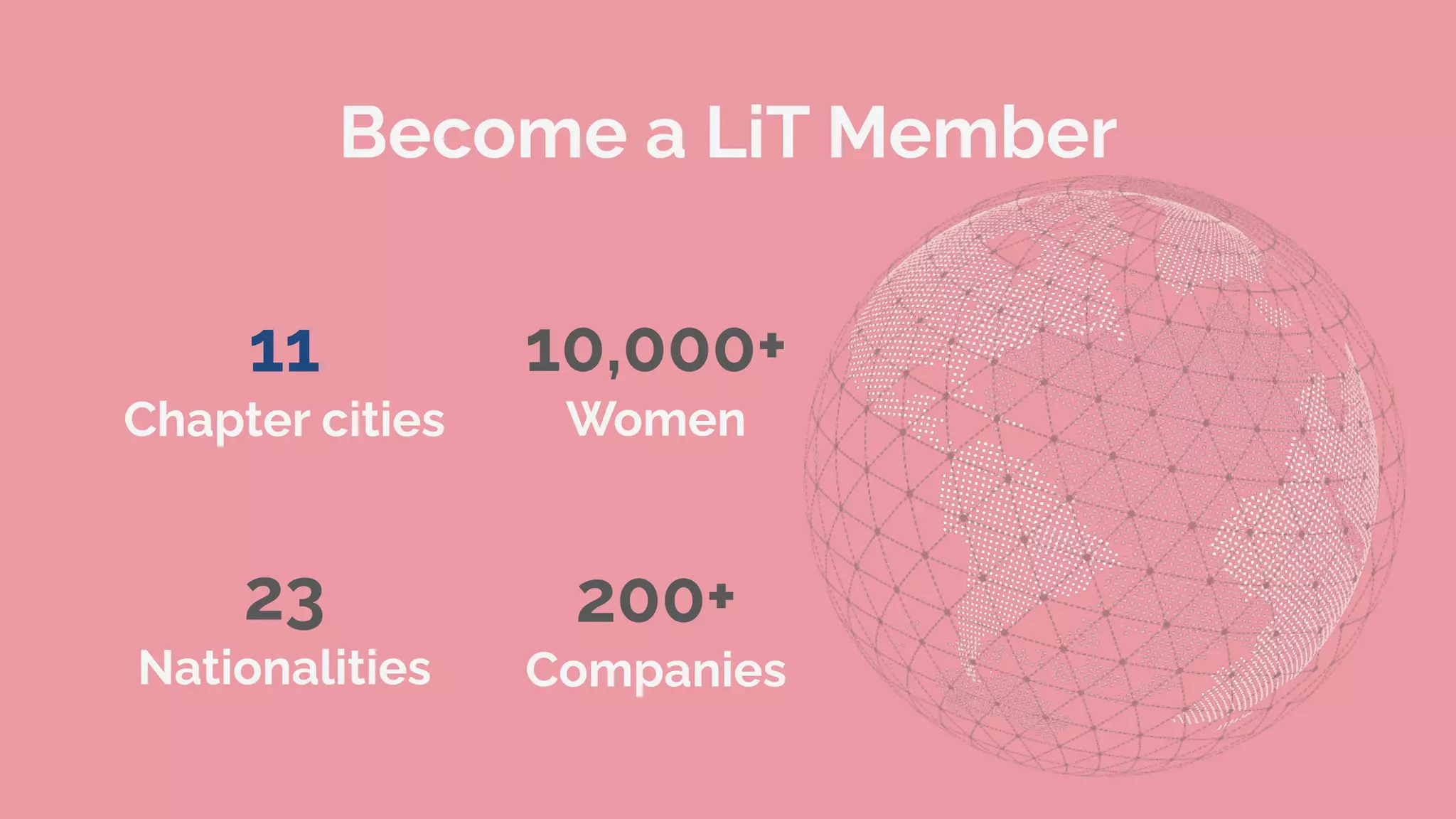 11
Chapter cities
10,000+
Women
23
Nationalities
200+
Companies
Become a LiT Member
 