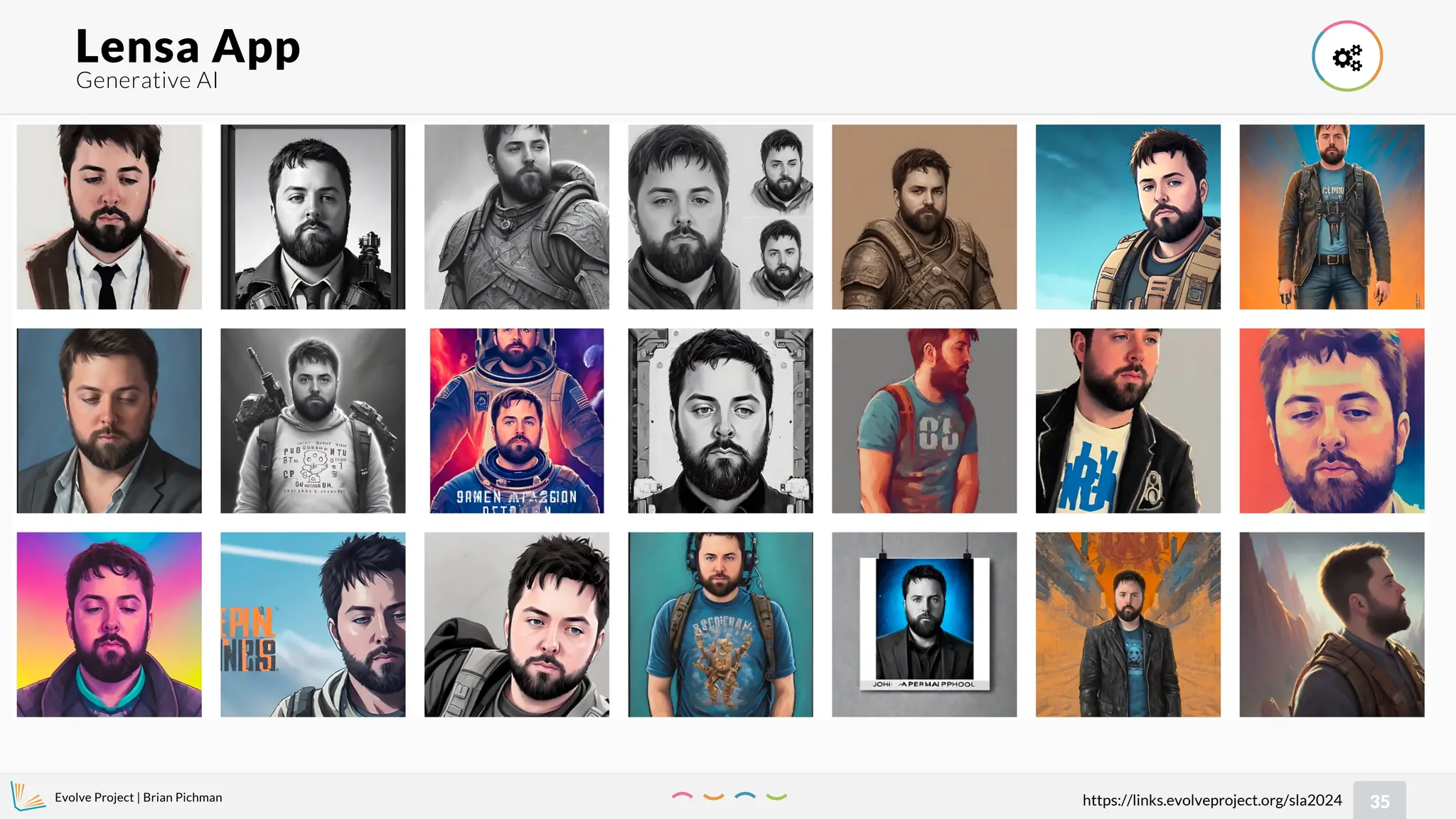 Evolve Project | Brian Pichman
35
https://links.evolveproject.org/sla2024
Generative AI
Lensa App 
 