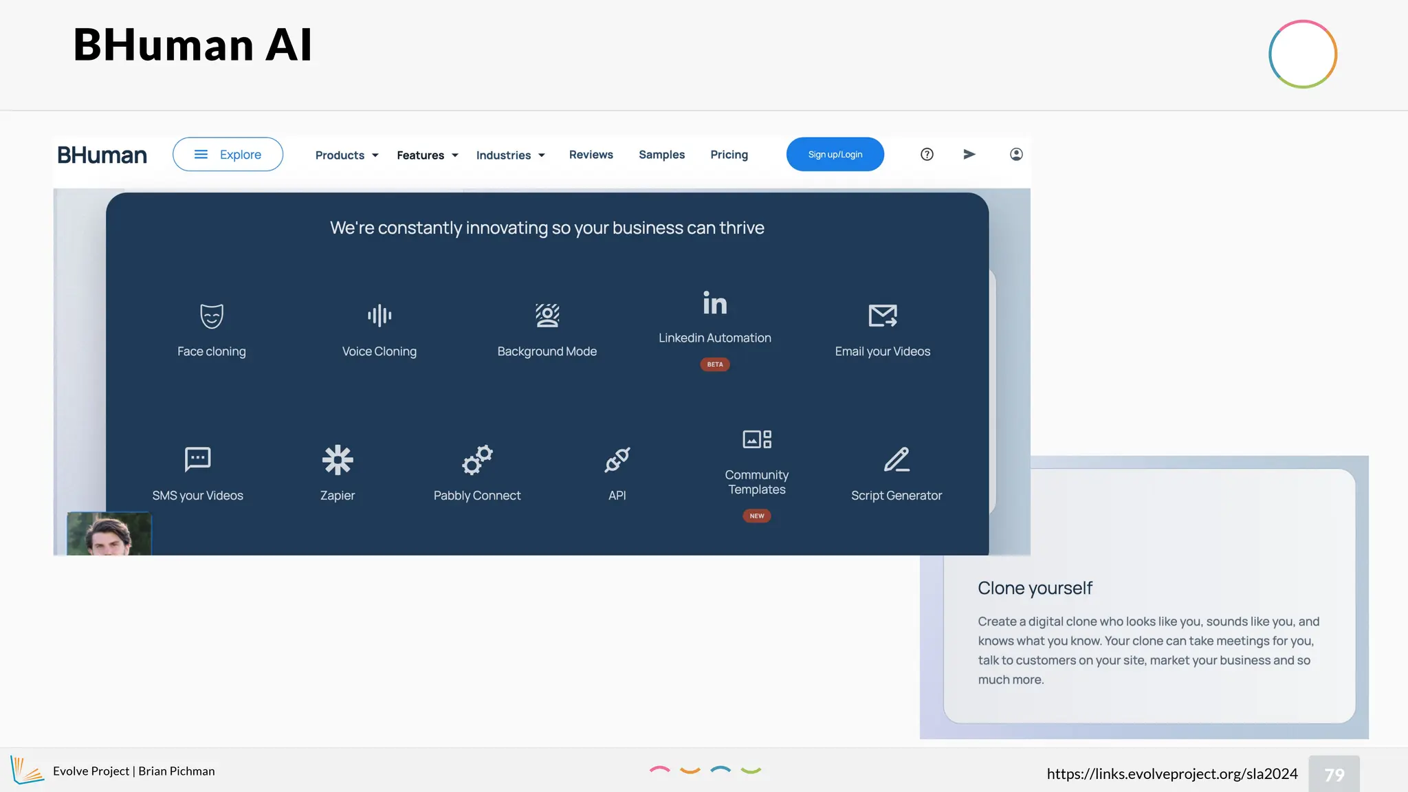 Evolve Project | Brian Pichman
79
https://links.evolveproject.org/sla2024
BHuman AI
 