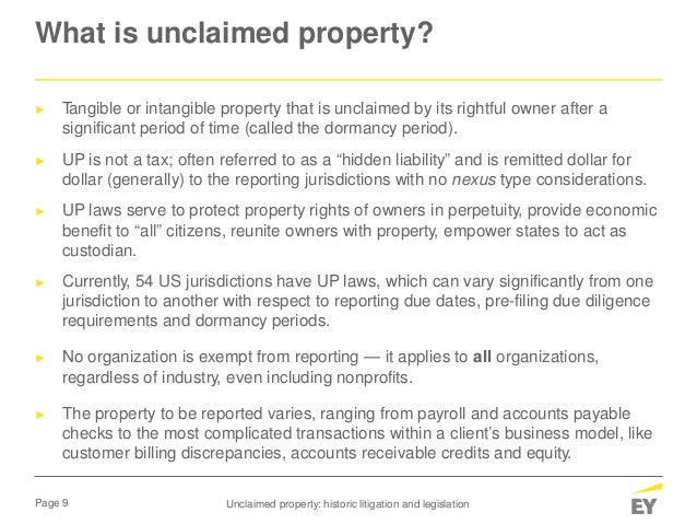 Unclaimed Property Historic Litigation And Legislation May 8 2017