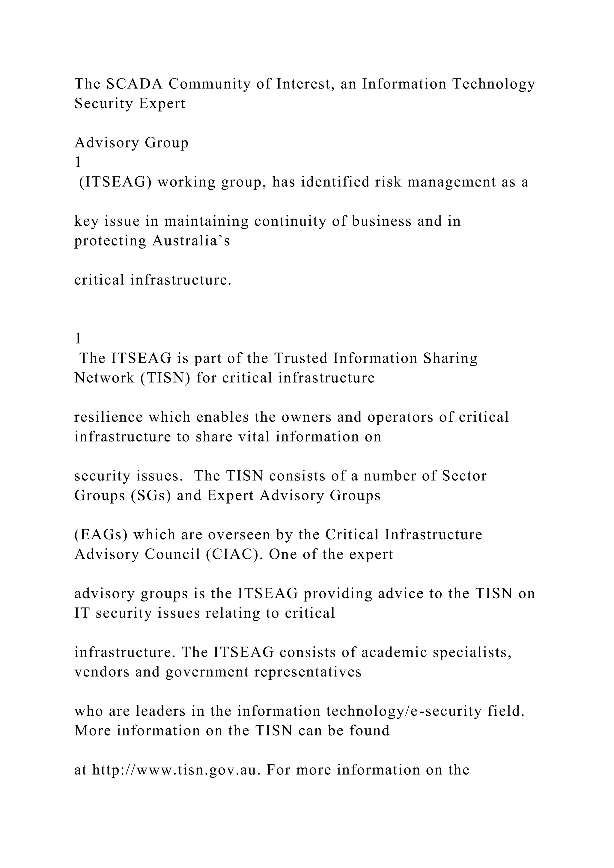 UNCLASSIFIED Generic SCADA Risk Management.docx