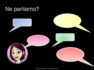 Ne parliamo?




          Renata Durighello - VeneziaCamp 2010   19
 