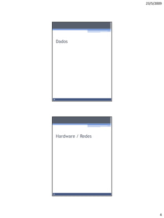 23/5/2009




     Dados




06




     Hardware / Redes




07




                               4
 