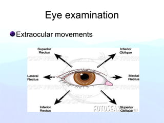 Eye examination
Extraocular movements
 
