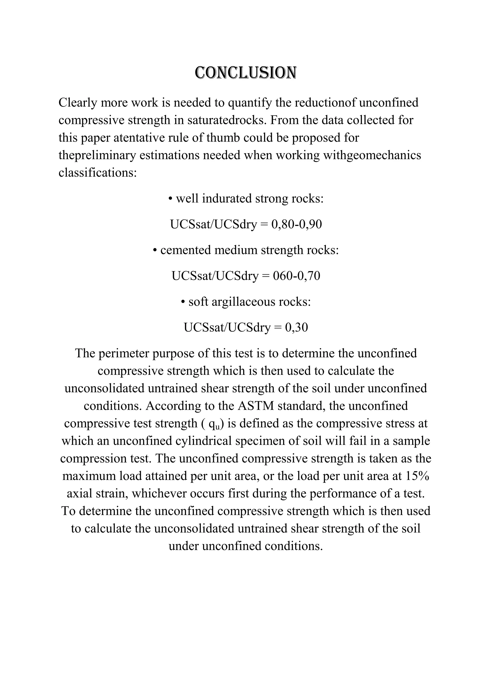 Unconfined compression test | DOCX