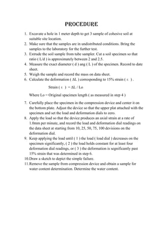 Unconfined compression test | PDF