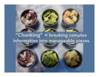 “Chunking” = breaking complex
information into manageable pieces
 
