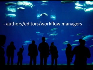 - authors/editors/workflow managers