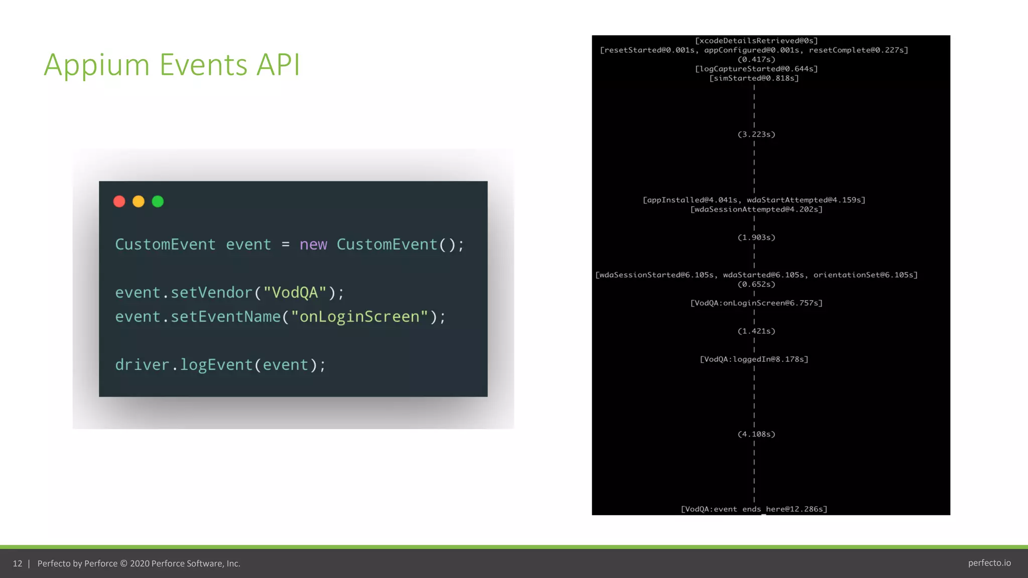 perfecto.io12 | Perfecto by Perforce © 2020 Perforce Software, Inc.
Appium Events API
 