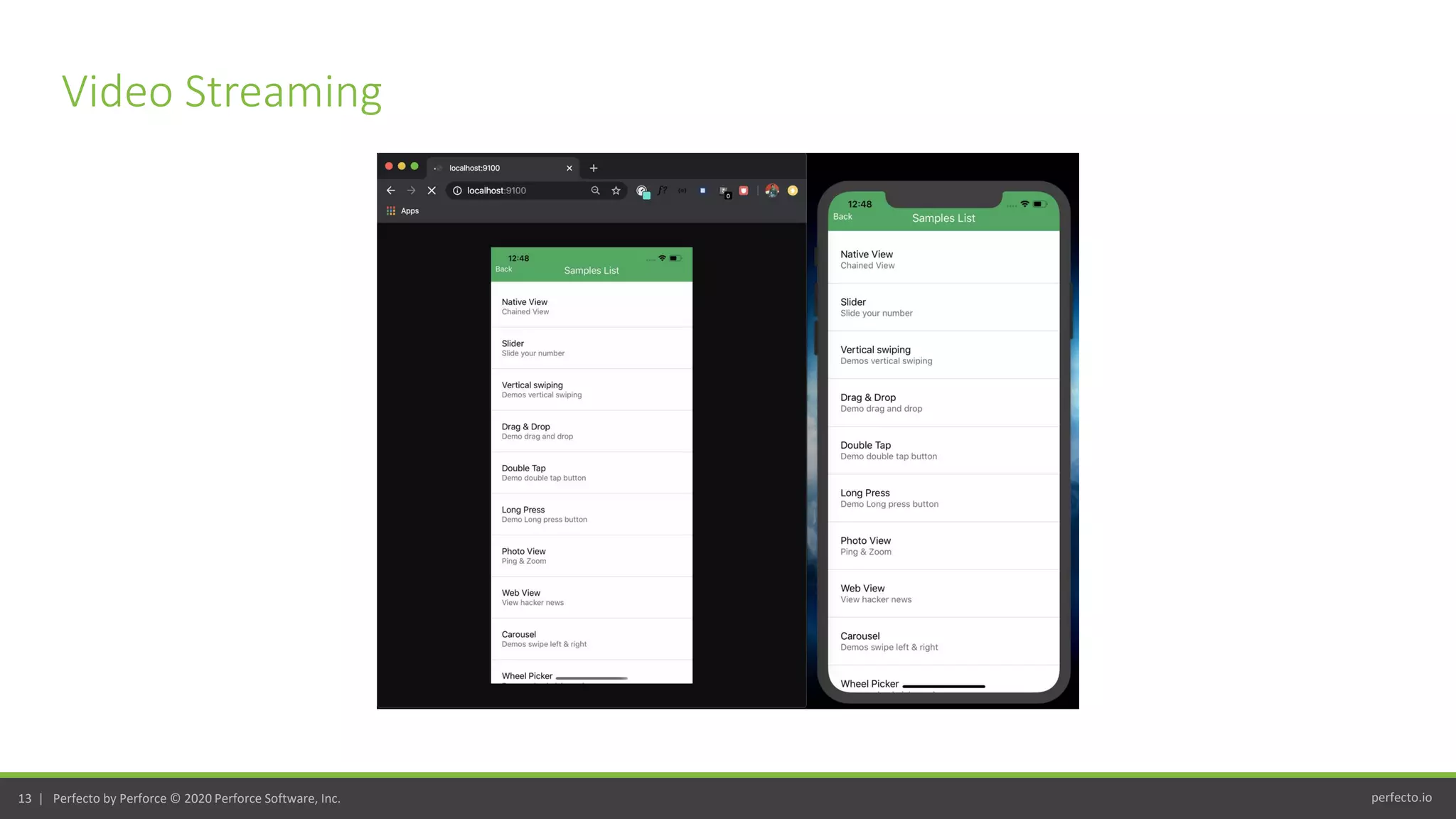 perfecto.io13 | Perfecto by Perforce © 2020 Perforce Software, Inc.
Video Streaming
 