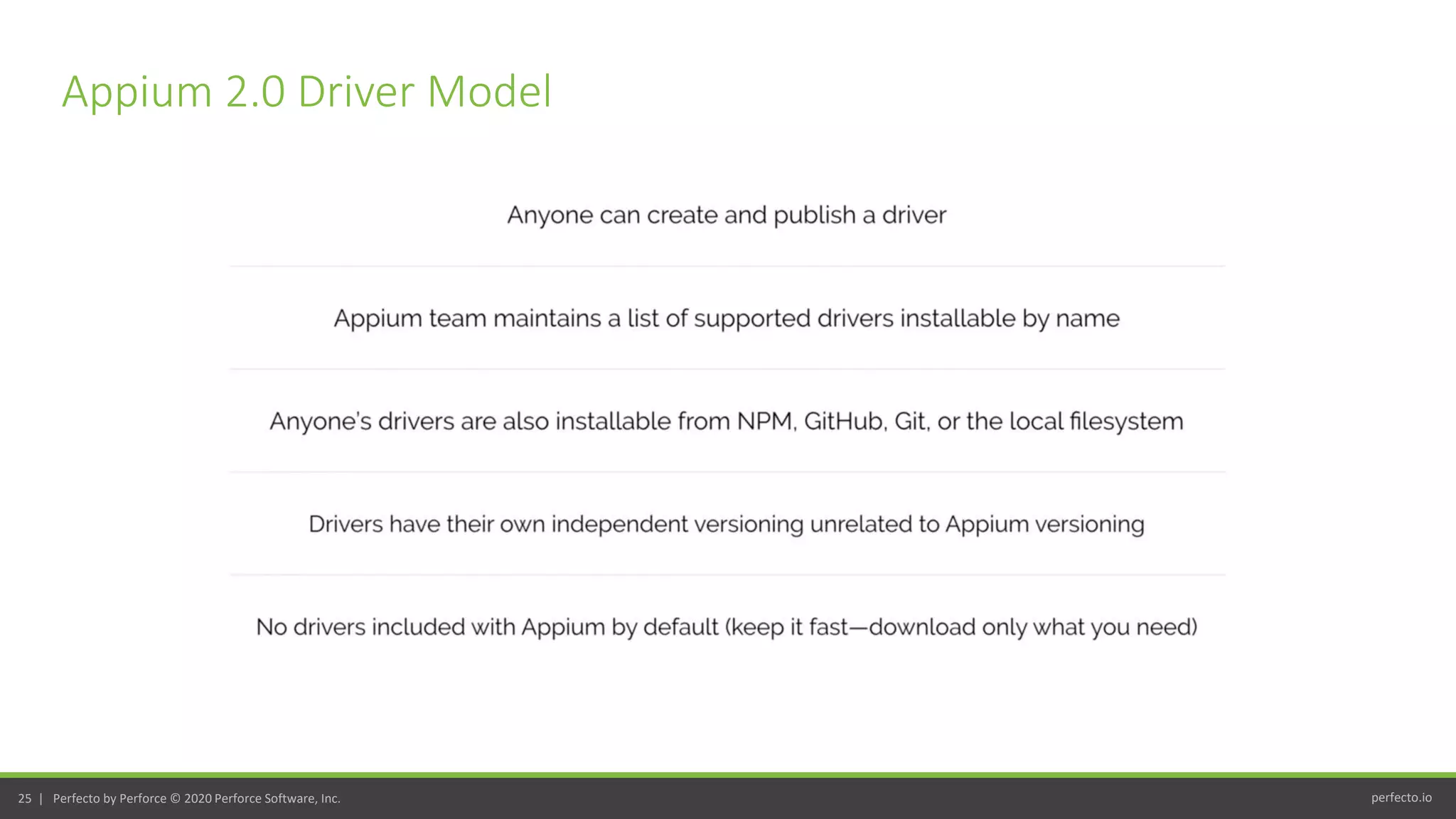 perfecto.io25 | Perfecto by Perforce © 2020 Perforce Software, Inc.
Appium 2.0 Driver Model
 